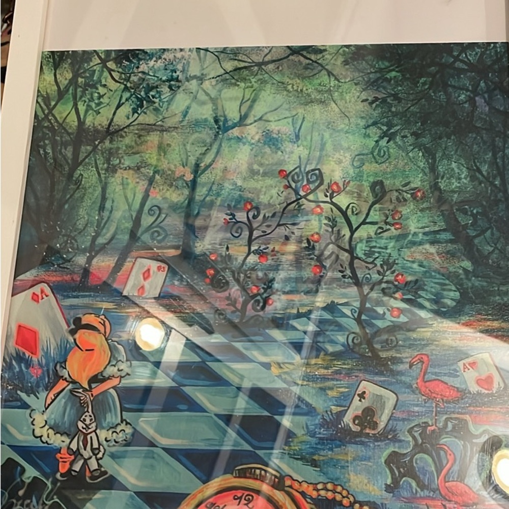 Surreal Alice-Inspired Wall Art Print in Blue and Pink - Picture 2 of 3